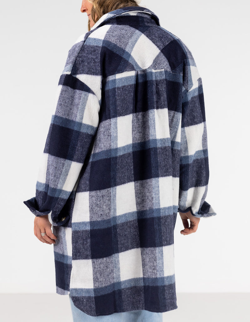 Jagger Oversized Shacket in Navy Check