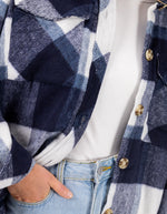 Jagger Oversized Shacket in Navy Check