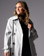 Brooke Oversized Long Trench Coat in Grey