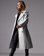 Brooke Oversized Long Trench Coat in Grey