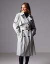 Brooke Oversized Long Trench Coat in Grey