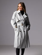 Brooke Oversized Long Trench Coat in Grey