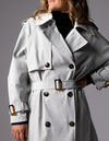 Brooke Oversized Long Trench Coat in Grey