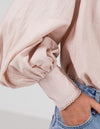 Bridget Balloon Sleeve V Neck Top in Blush