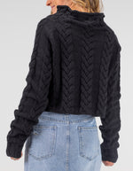 Nico High Neck Cable Knit Jumper in Black