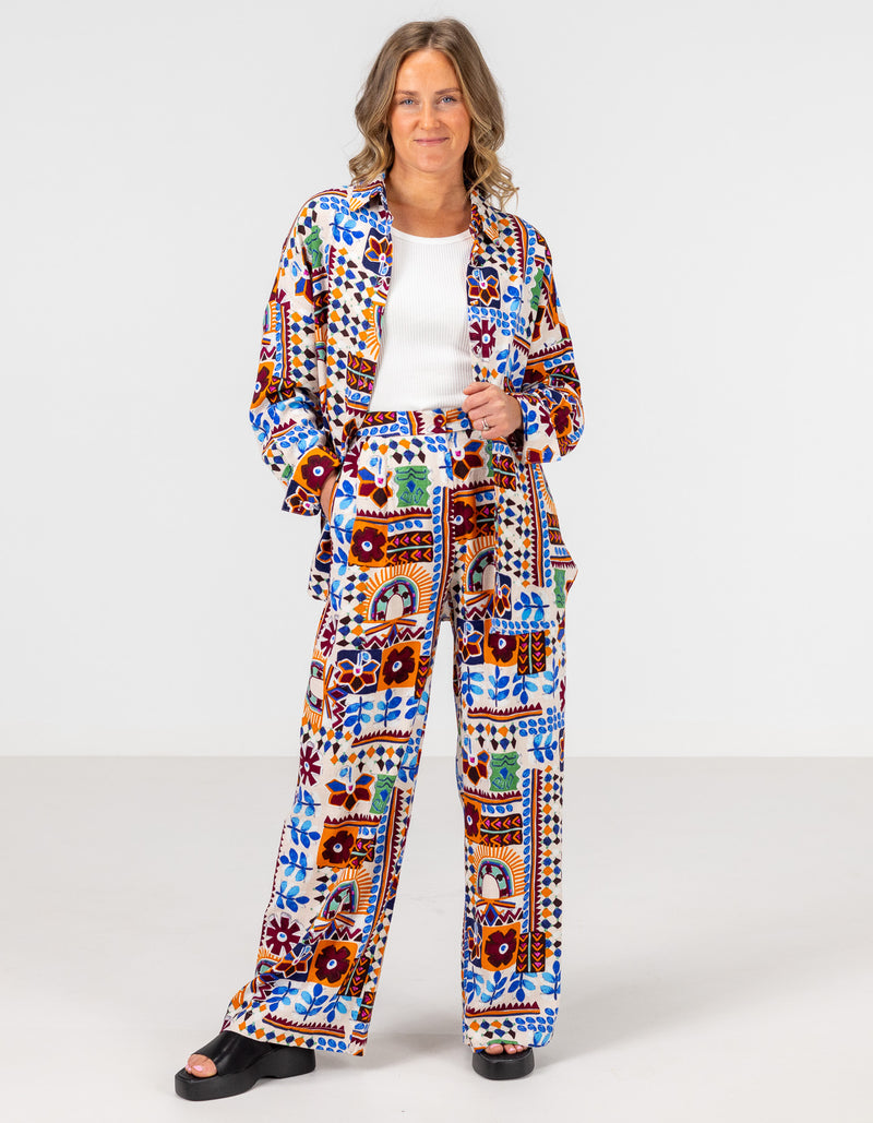 Elora Wide Leg Pants in Multi Print