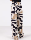 Casey Wide Leg Pants in Beige/Black Geo Print