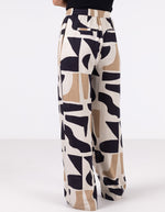 Casey Wide Leg Pants in Beige/Black Geo Print