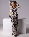 Casey Wide Leg Pants in Beige/Black Geo Print