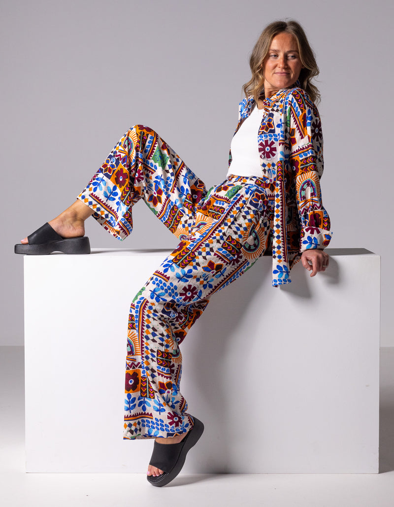 Elora Wide Leg Pants in Multi Print