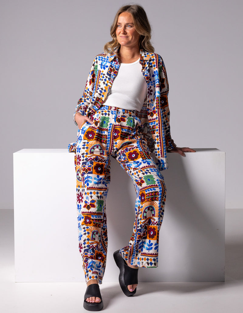 Elora Wide Leg Pants in Multi Print
