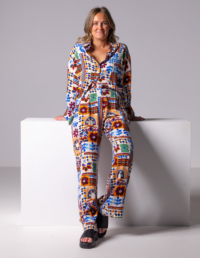 Elora Wide Leg Pants in Multi Print