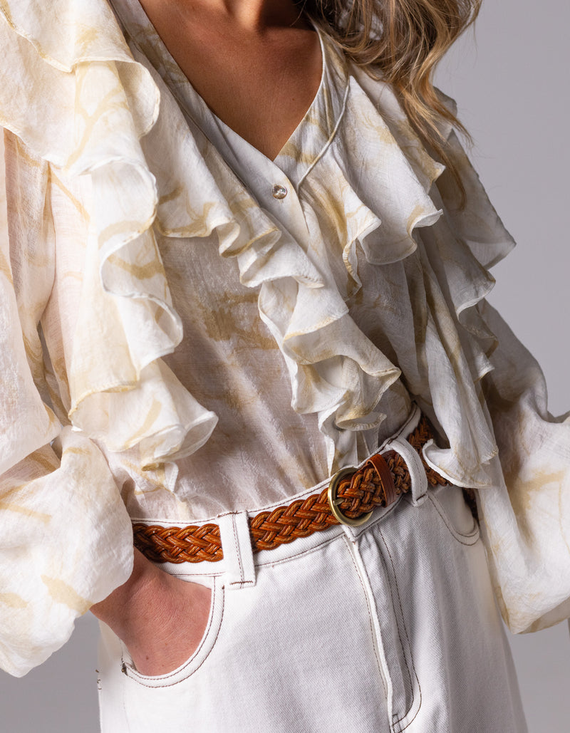 Avalon Denim Maxi Skirt with Split Hem in White