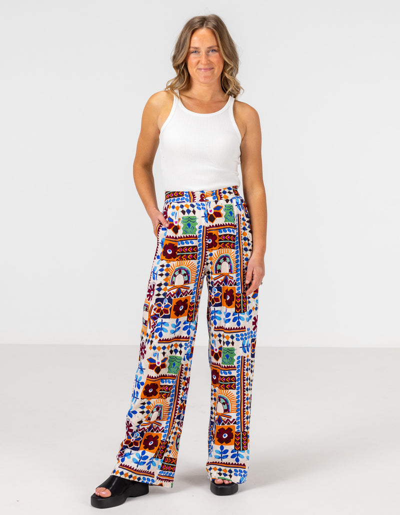 Elora Wide Leg Pants in Multi Print