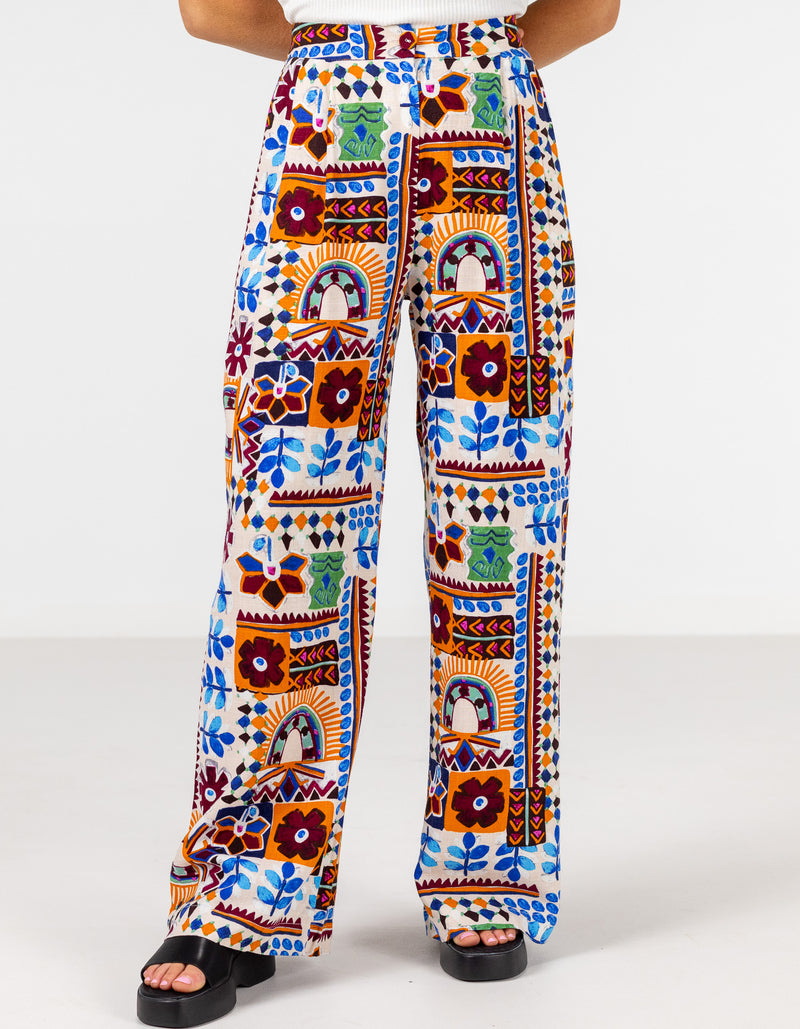 Elora Wide Leg Pants in Multi Print