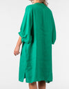 Burbank Relaxed Fit Button Down Dress in Green Linen