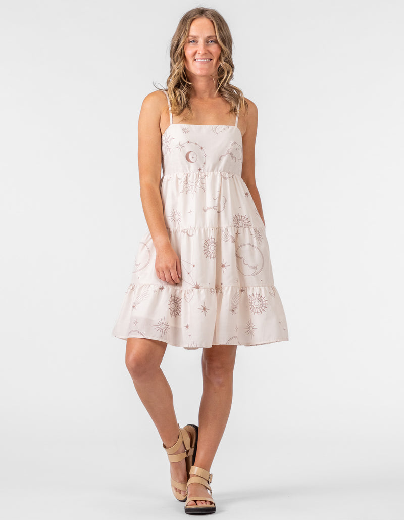 Zenith Short Sun Dress in Shell Pink Print