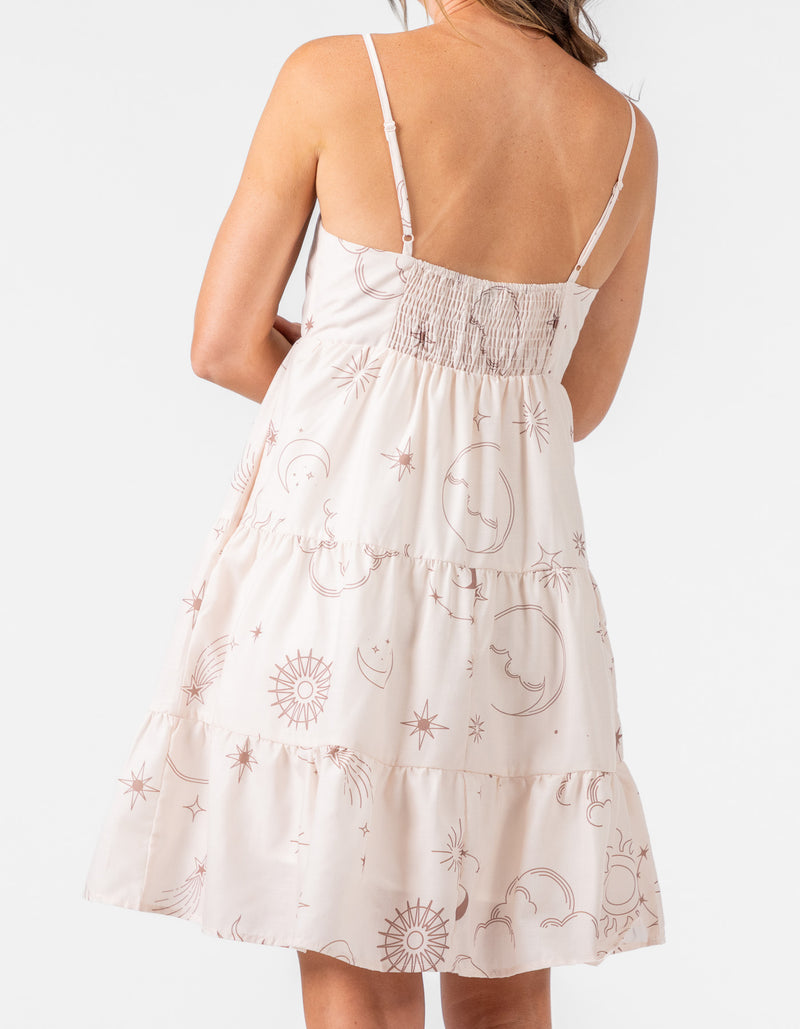 Zenith Short Sun Dress in Shell Pink Print