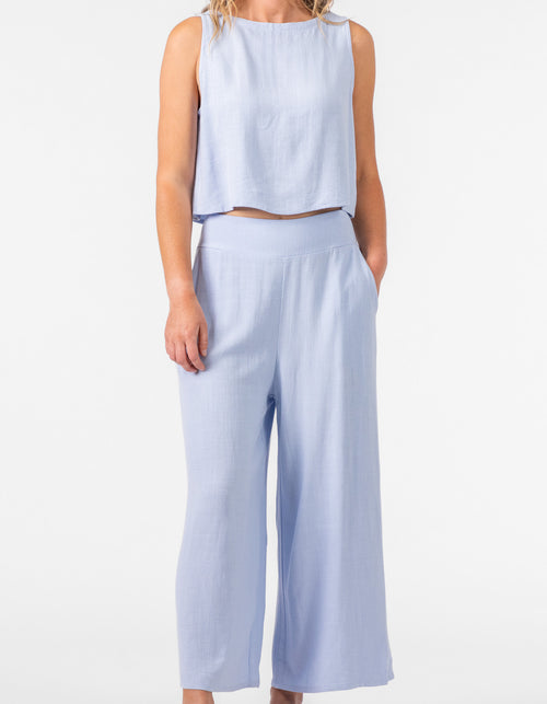 Alexa Elastic Waist Ankle Pants in Light Blue