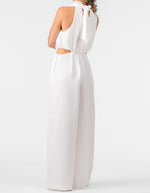 Hermosa Halter Neck Wide Leg Playsuit in White