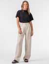 Venice Crinkle Short Sleeve Crop Top in Black