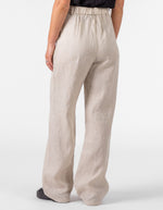 Rome Elastic Back Linen Pants in Oatmeal