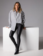 Bella Large Cuff Shirt in Grey Stripe
