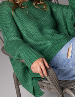 Morgan Relaxed Fit Crew Neck Jumper in Green