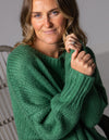 Morgan Relaxed Fit Crew Neck Jumper in Green
