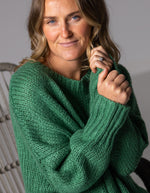 Morgan Relaxed Fit Crew Neck Jumper in Green