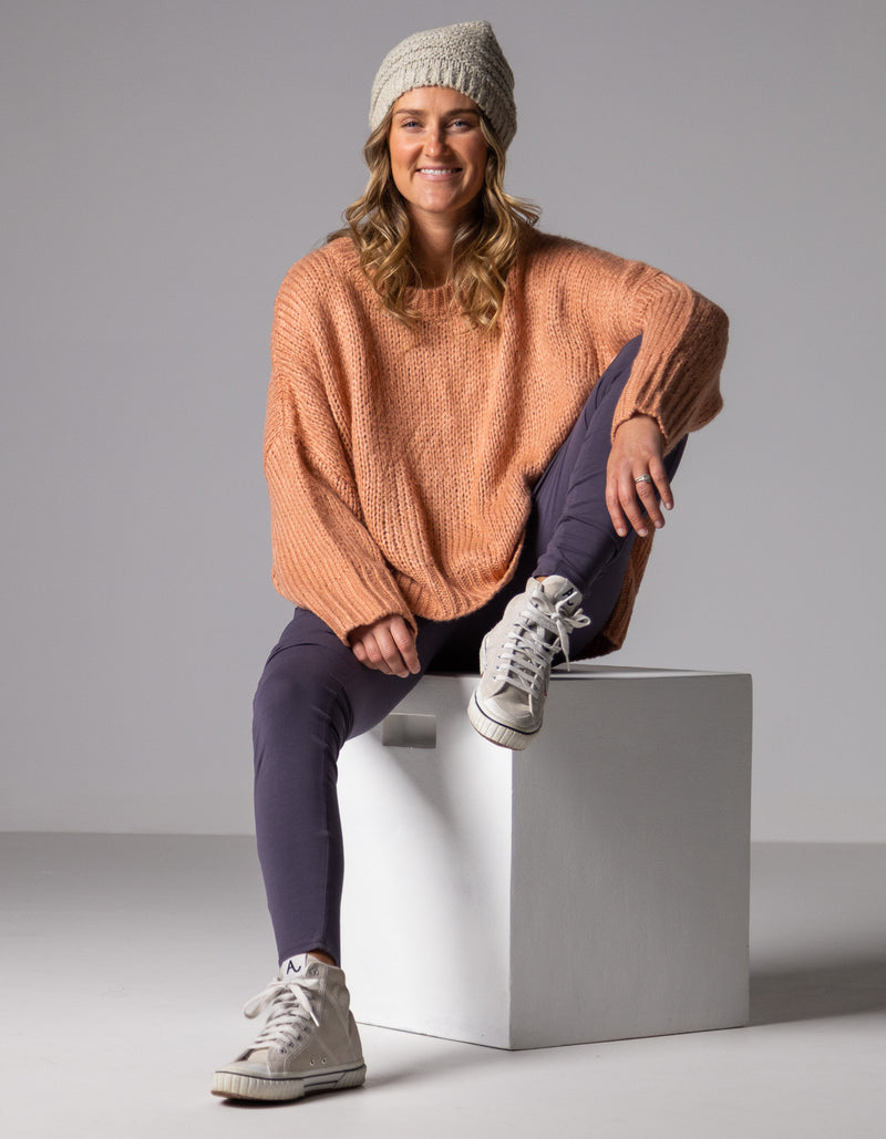 Morgan Relaxed Fit Crew Neck Jumper in Salmon