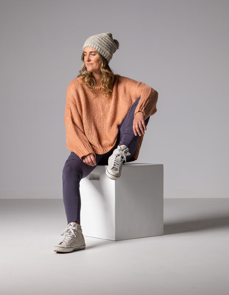 Morgan Relaxed Fit Crew Neck Jumper in Salmon