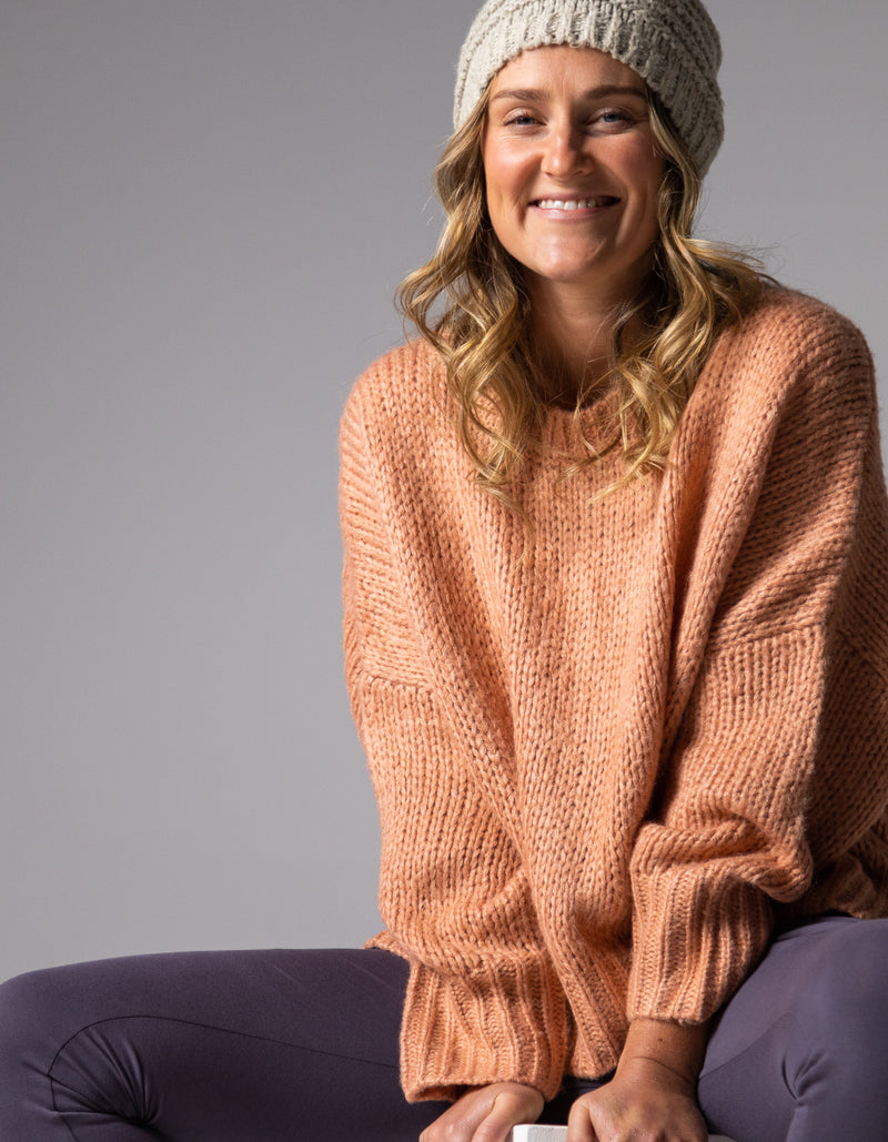 Morgan Relaxed Fit Crew Neck Jumper in Salmon