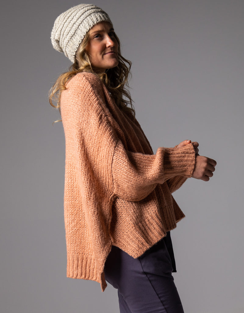 Morgan Relaxed Fit Crew Neck Jumper in Salmon