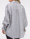 Bella Large Cuff Shirt in Grey Stripe