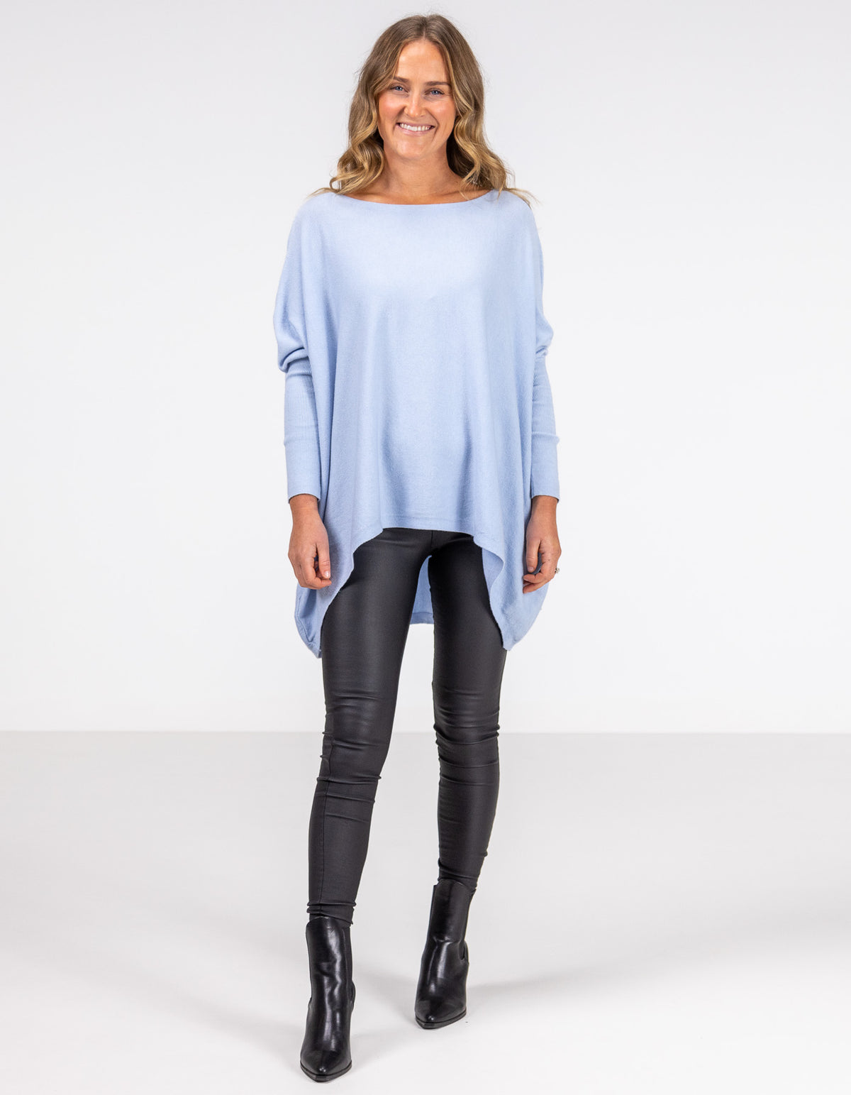 Willow Cotton Knit Jumper in Light Blue