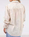 Bella Large Cuff Shirt in Beige/White Stripe