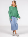 Morgan Relaxed Fit Crew Neck Jumper in Green