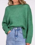 Morgan Relaxed Fit Crew Neck Jumper in Green