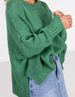 Morgan Relaxed Fit Crew Neck Jumper in Green