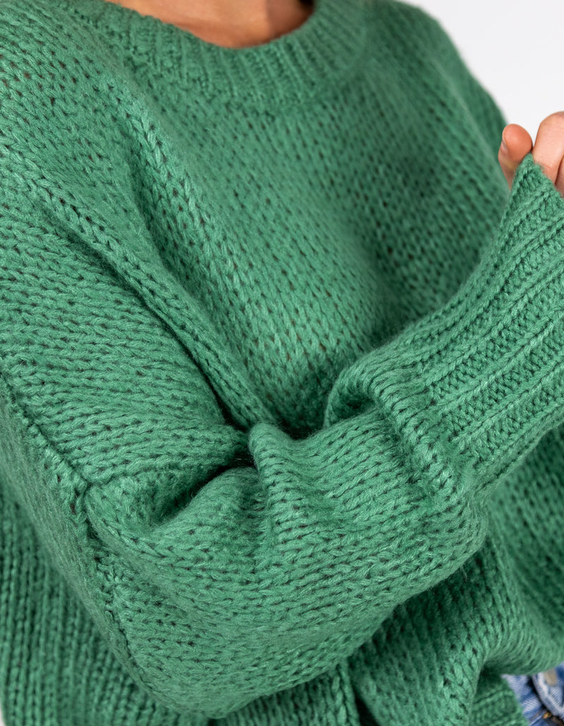 Morgan Relaxed Fit Crew Neck Jumper in Green