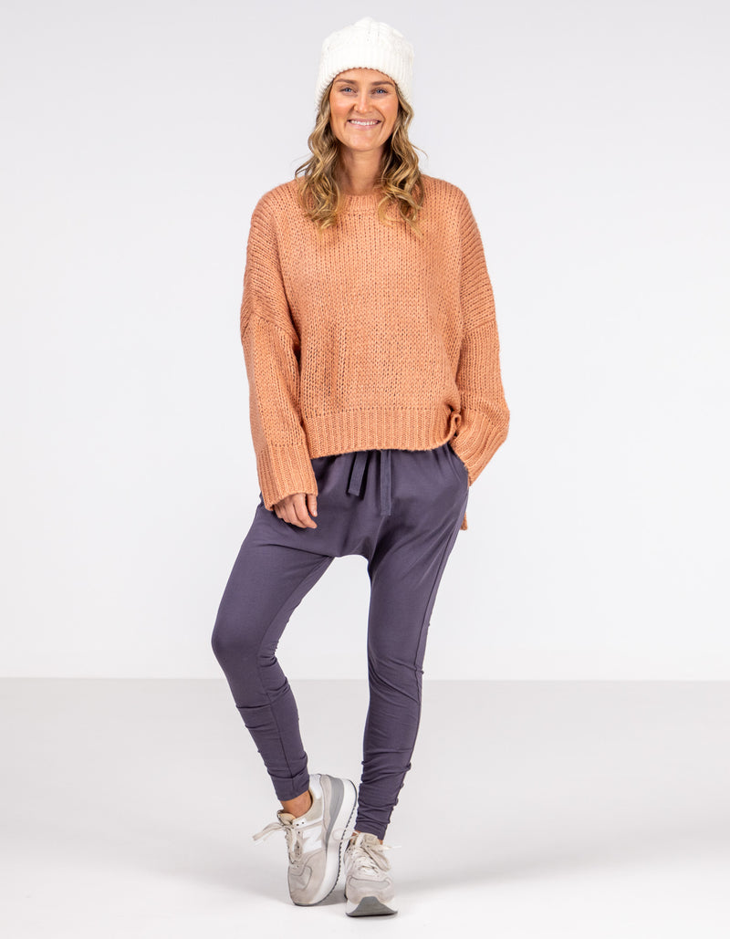 Morgan Relaxed Fit Crew Neck Jumper in Salmon