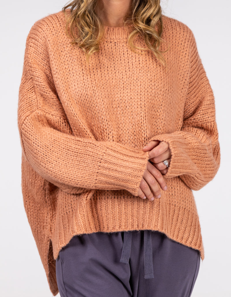 Morgan Relaxed Fit Crew Neck Jumper in Salmon