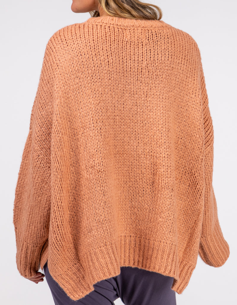 Morgan Relaxed Fit Crew Neck Jumper in Salmon