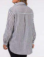 Avery Cotton Shirt in Charcoal Stripe
