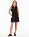 Dublin Sleeveless Button Down Dress in Black