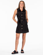 Dublin Sleeveless Button Down Dress in Black