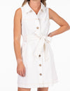 Dublin Sleeveless Button Down Dress in White
