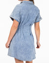 Tampa Short Sleeve Button Down Dress in Blue Wash Denim