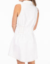 Newport Sleeveless Button Down Dress in White Denim